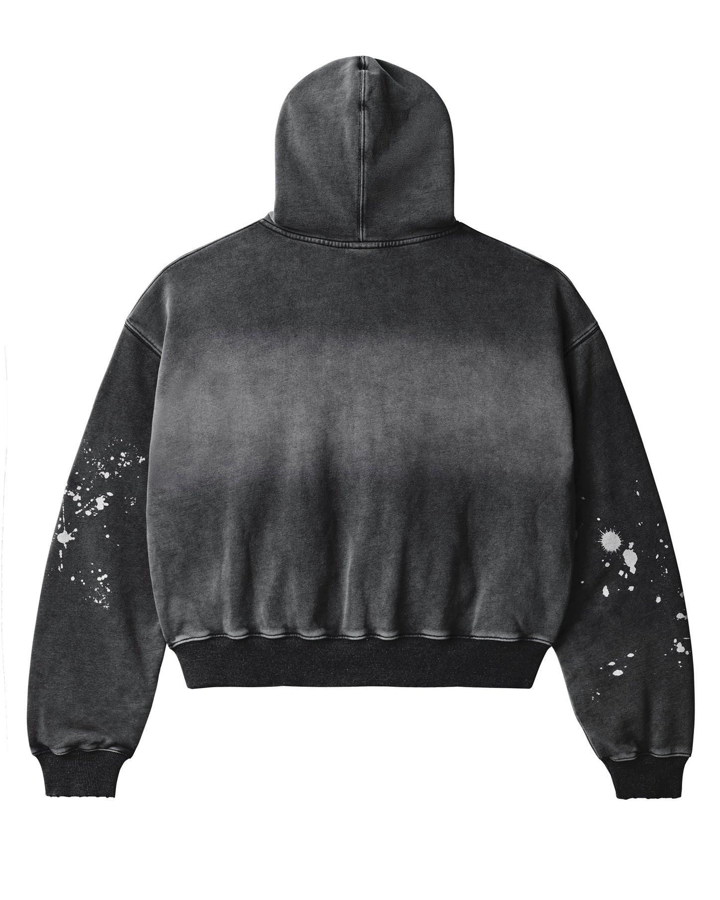 BLACK PAINT ZIP UP HOODIE