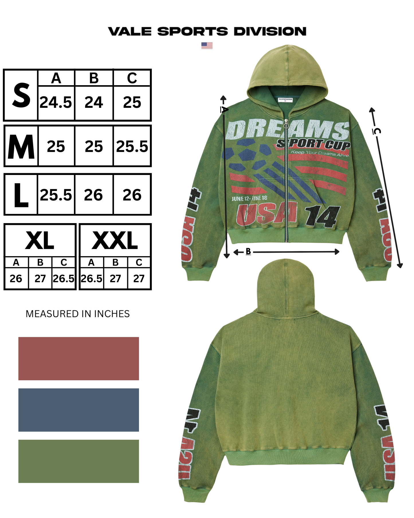 USA14 THERMAL GREEN ZIP UP