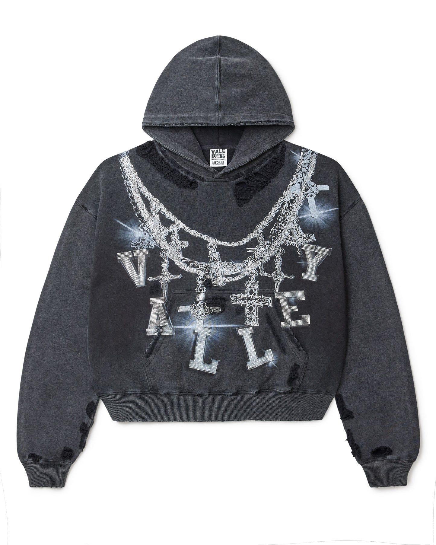 BLACK BIG CHAIN HOODIE