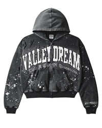 BLACK PAINT ZIP UP HOODIE
