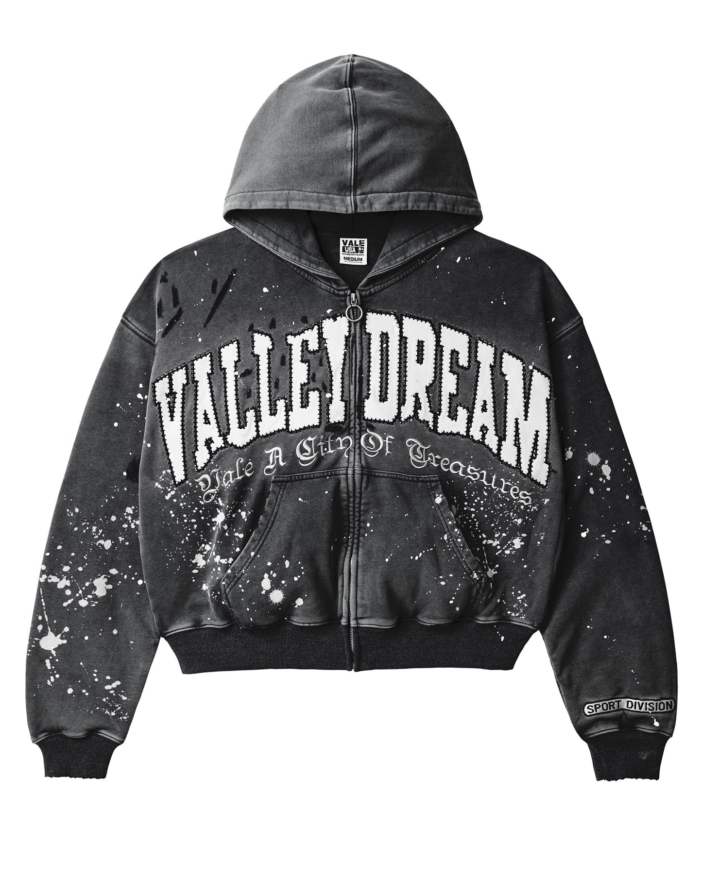 BLACK PAINT ZIP UP HOODIE