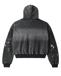 BLACK PAINT ZIP UP HOODIE