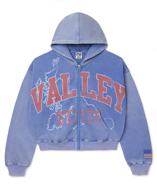 BLUE ALUMNI ZIP UP HOODIE