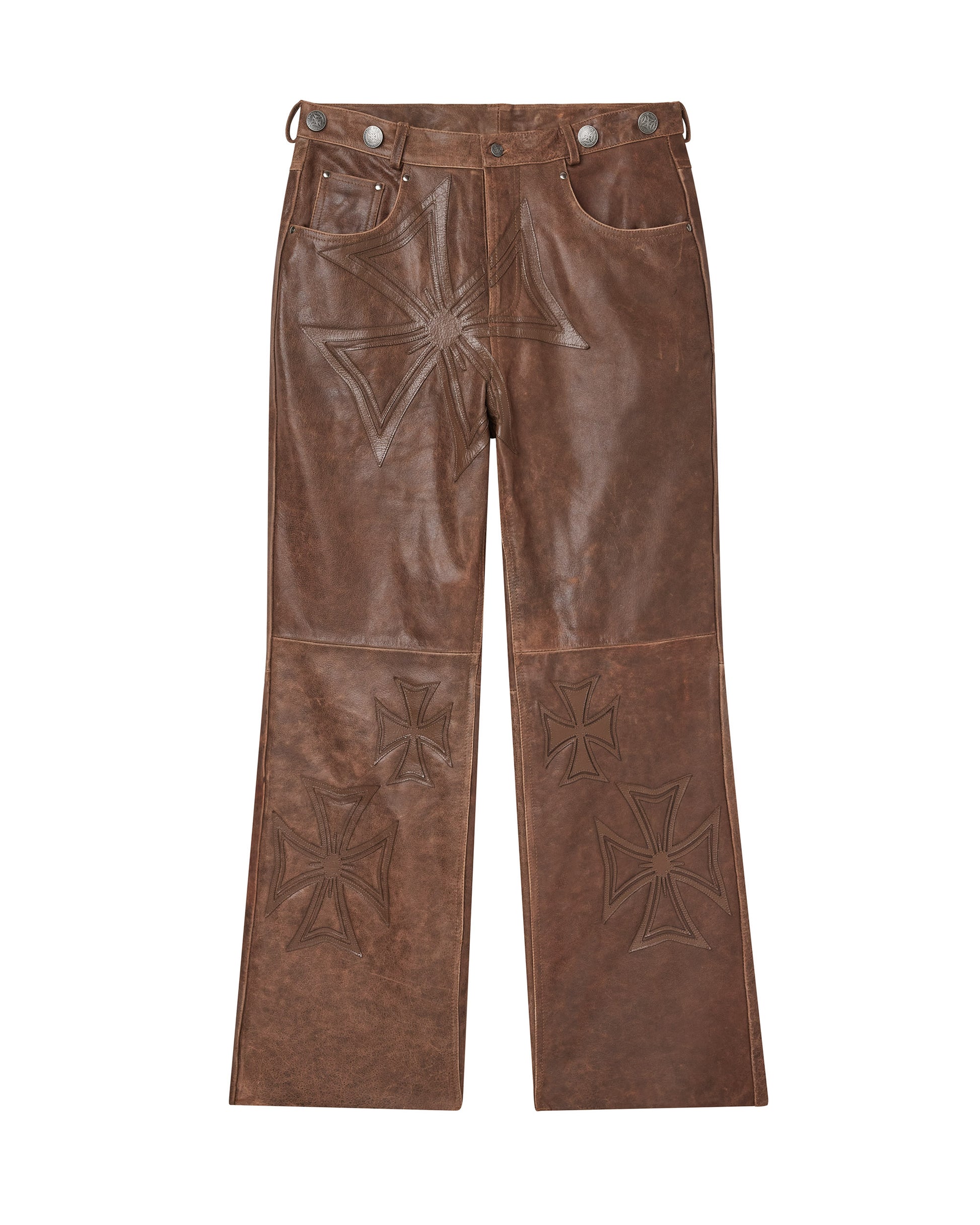 TOBACCO CROXXX LEATHER PANTS