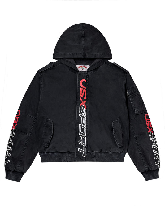 BLACK VSX HOODED BOMBER
