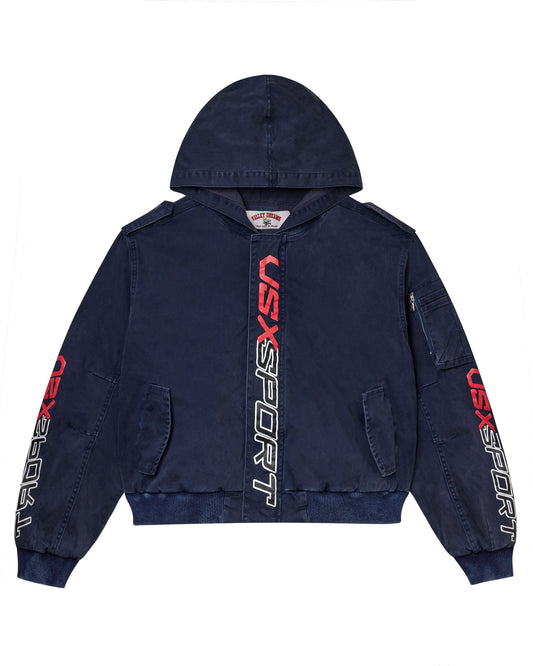 NAVY VSX HOODED BOMBER