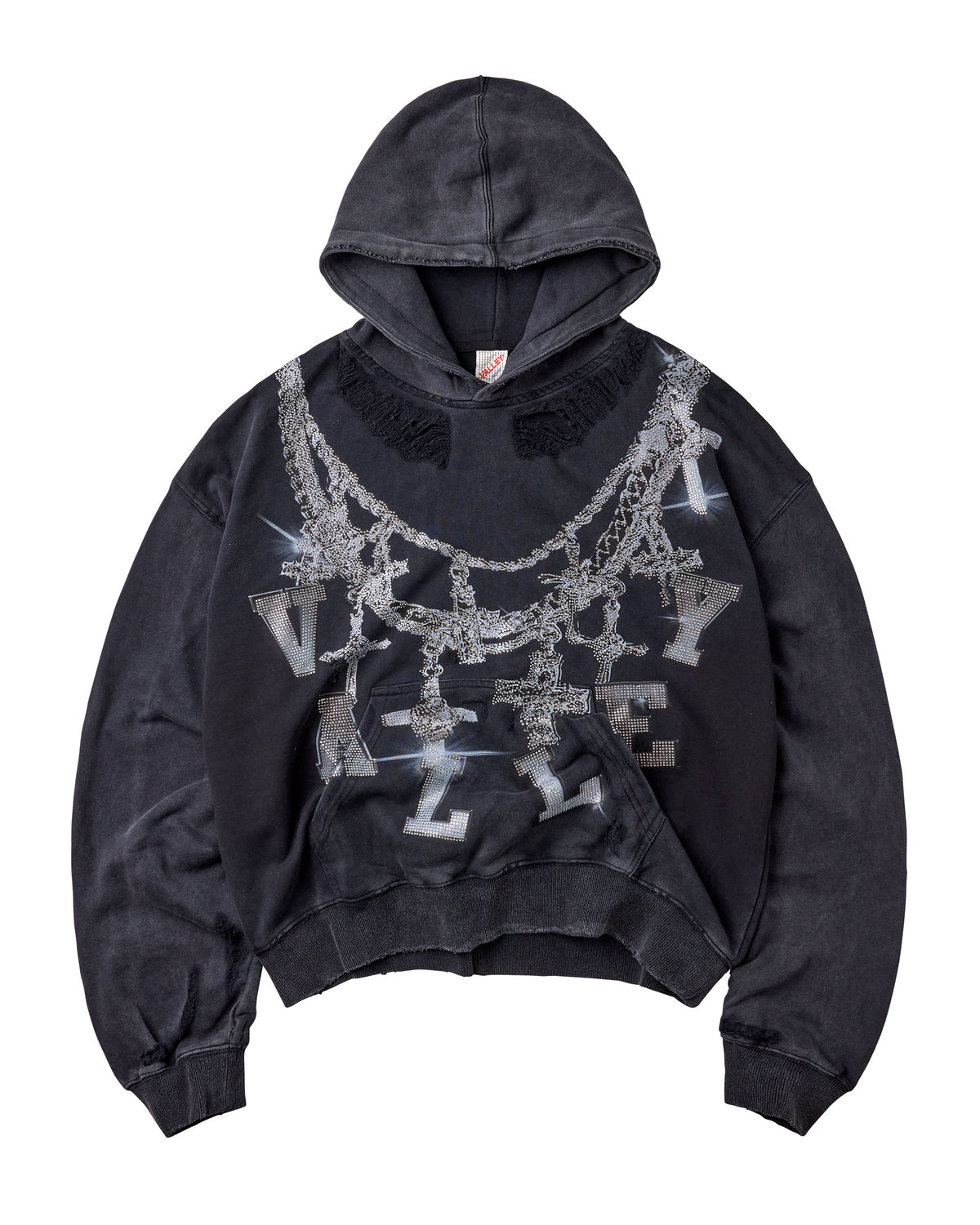 BLACK BIG CHAIN HOODIE