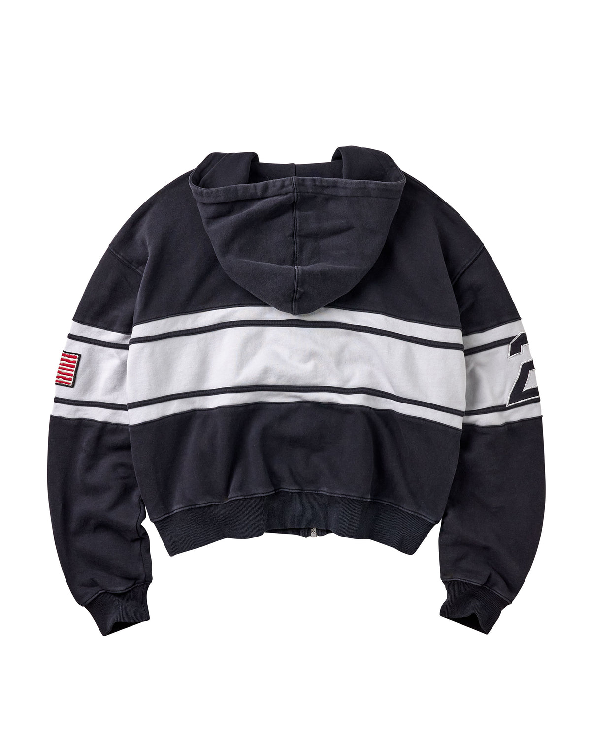 BLACK CURSIVE ZIP UP HOODIE