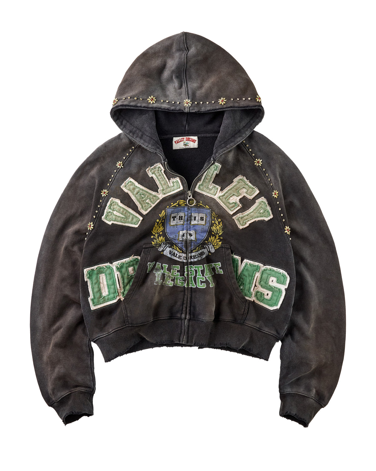 BLACK GEM ZIP UP HOODIE