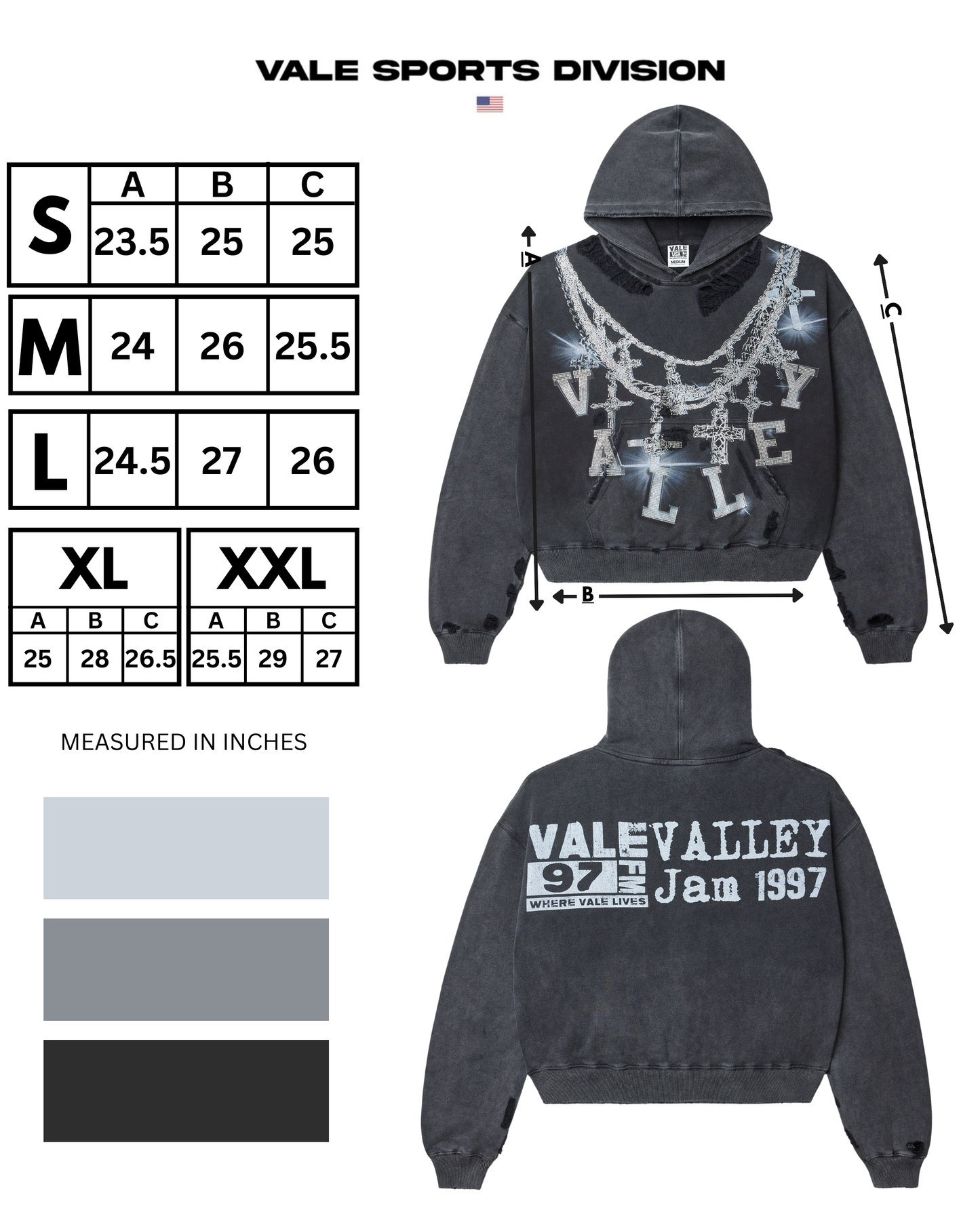 BLACK BIG CHAIN HOODIE