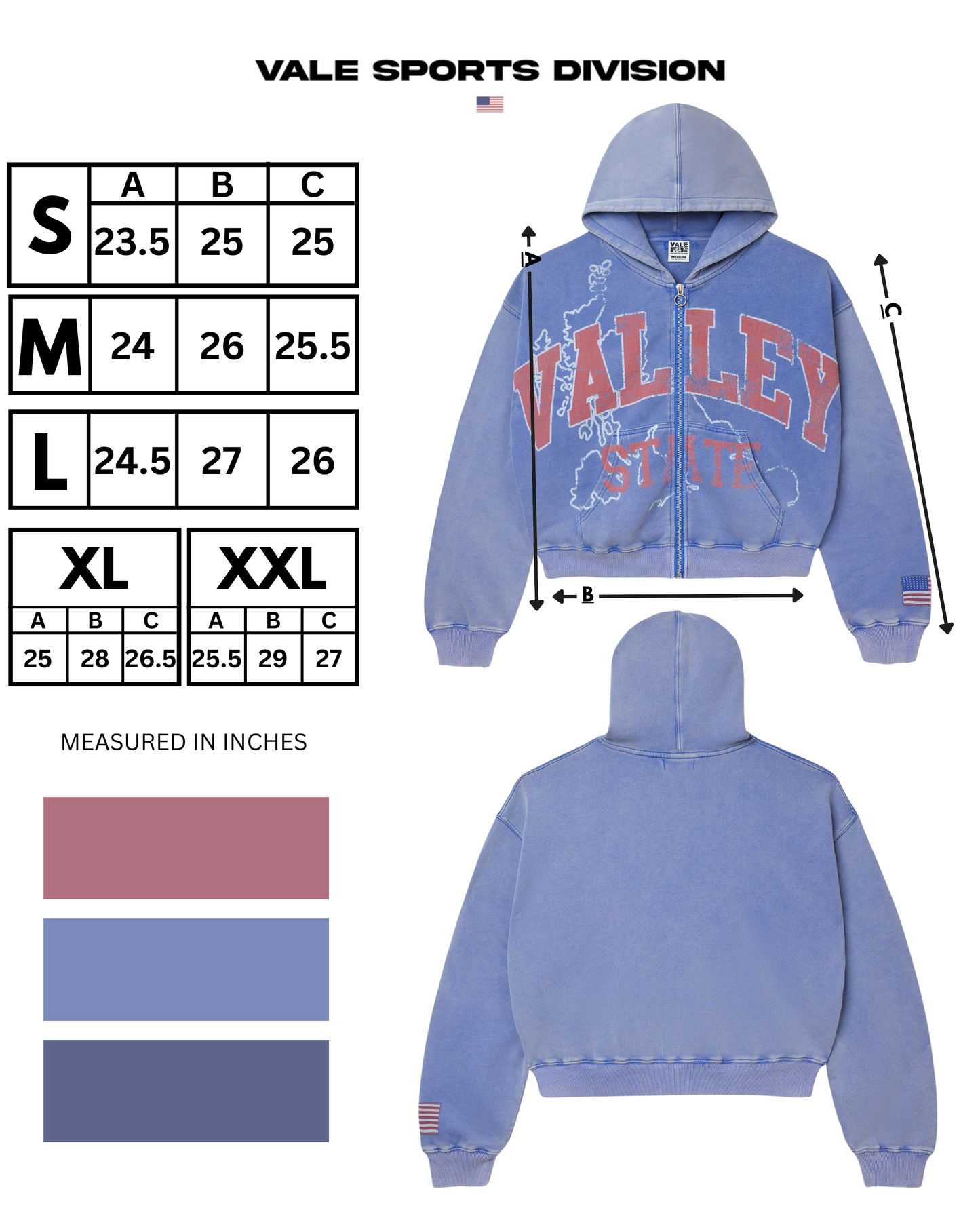 BLUE ALUMNI ZIP UP HOODIE