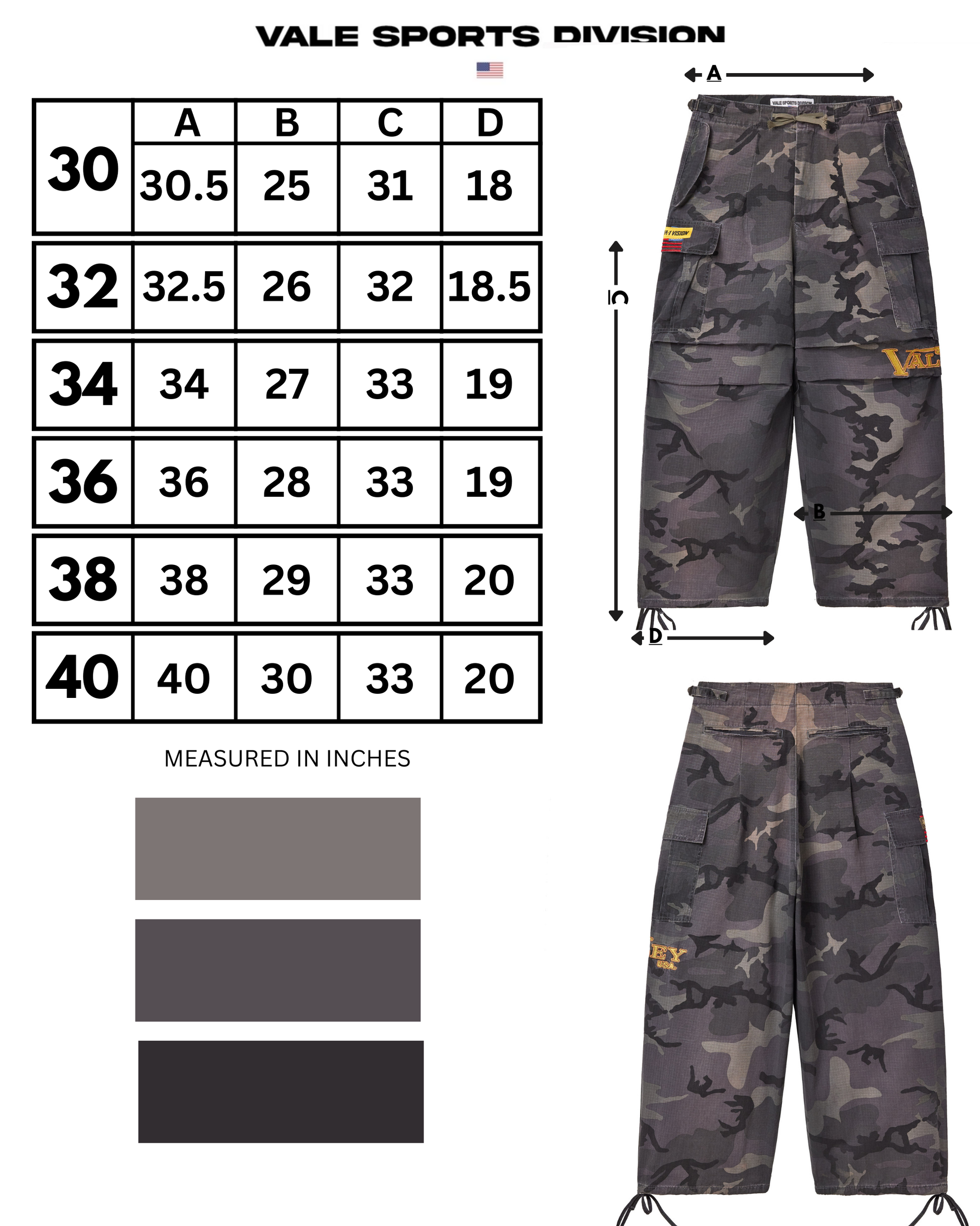VA-1 BLACK CAMO CARGO