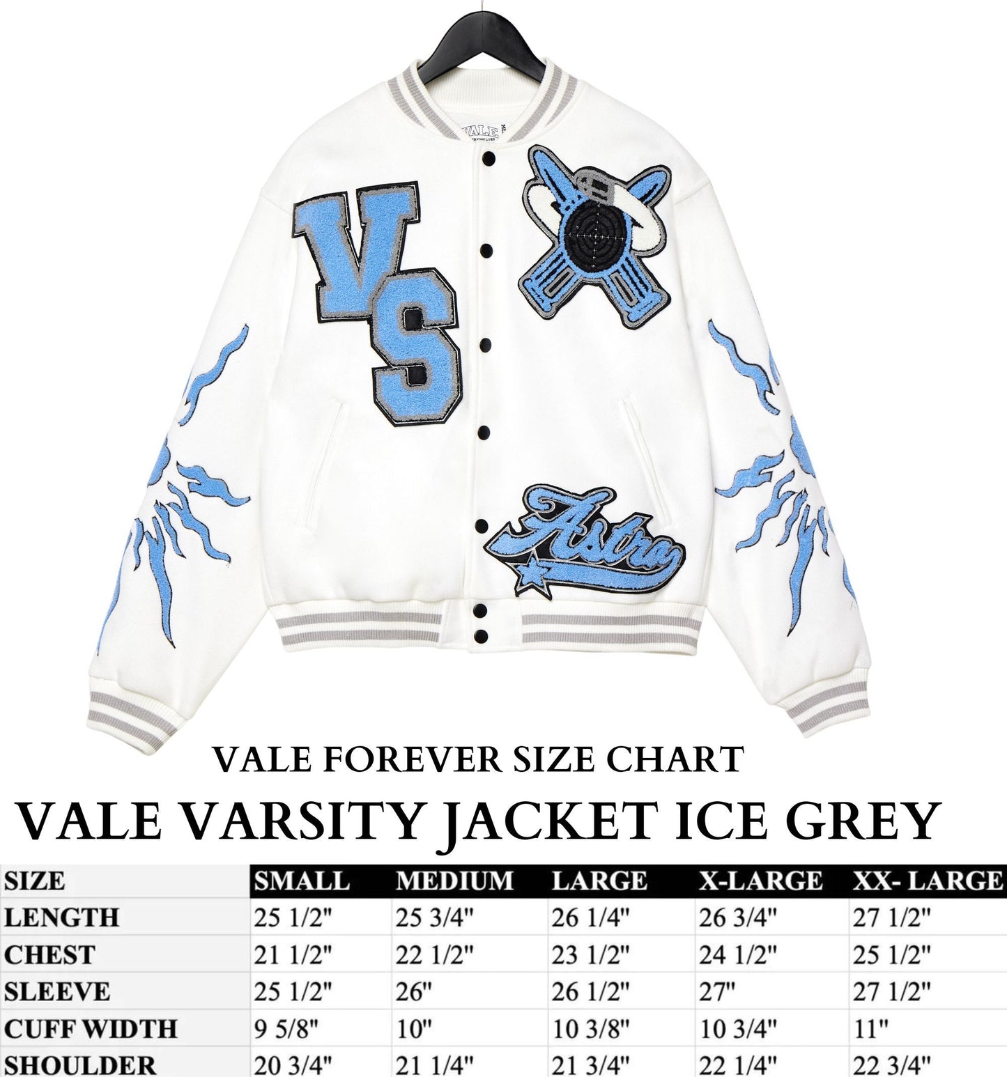 VALE VARSITY JACKET ICE GREY