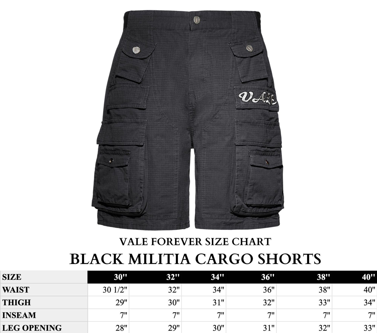 BLACK MILITIA CARGO SHORTS