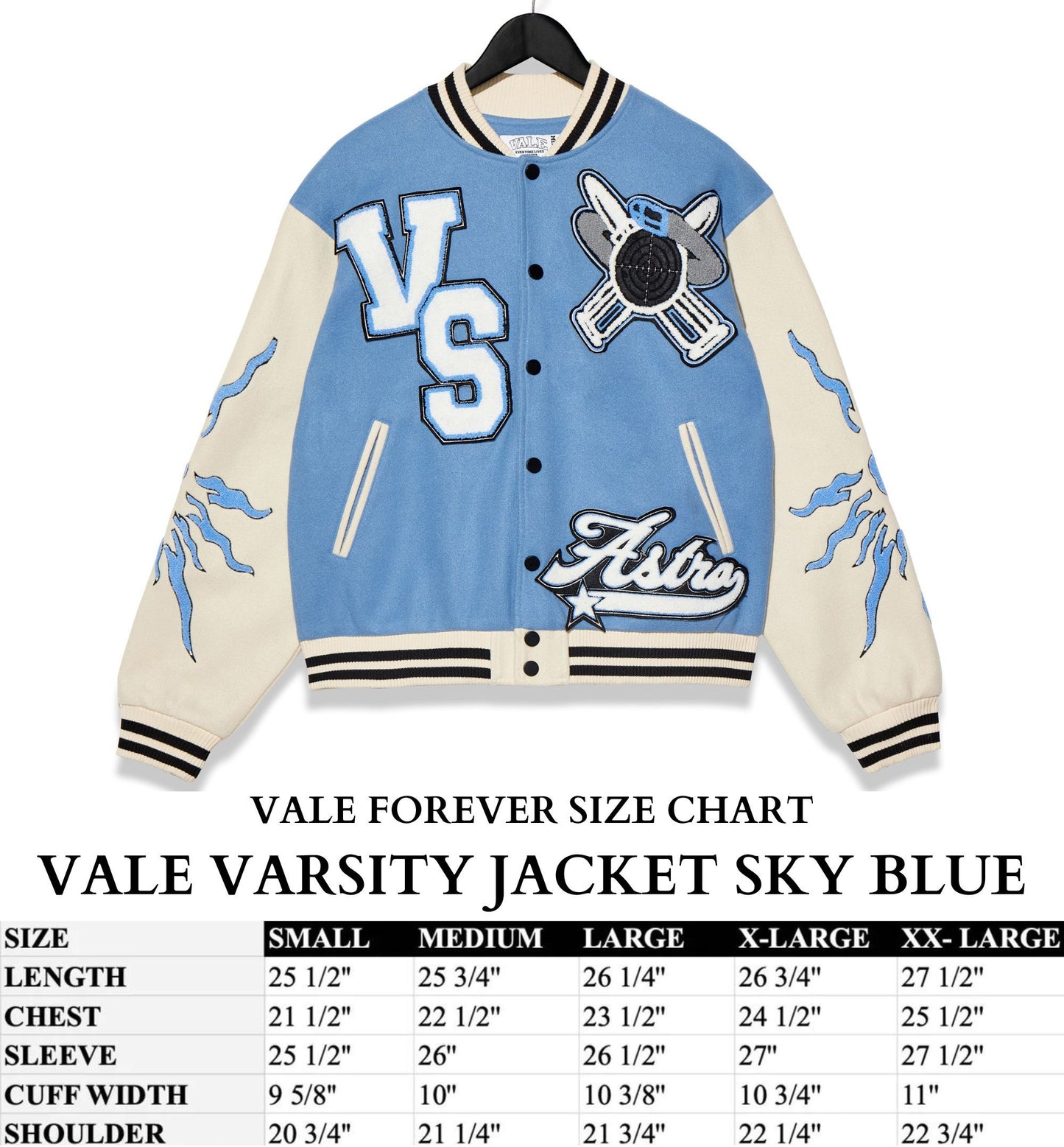 VALE VARSITY JACKET SKY BLUE