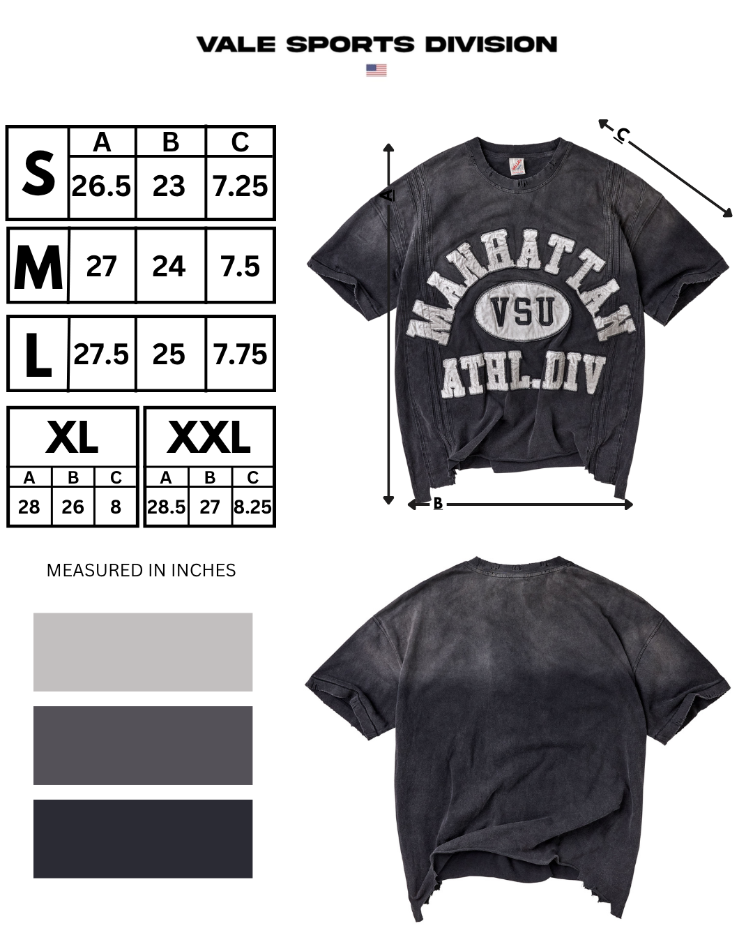 MANHATTAN THRASHED TEE [BLACK]