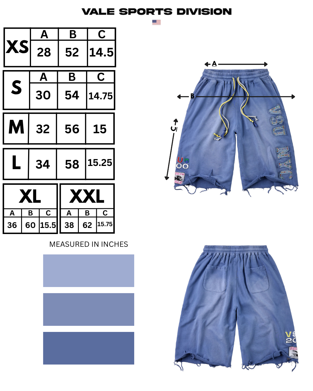 VSU 3/4 SHORTS [BLUE]
