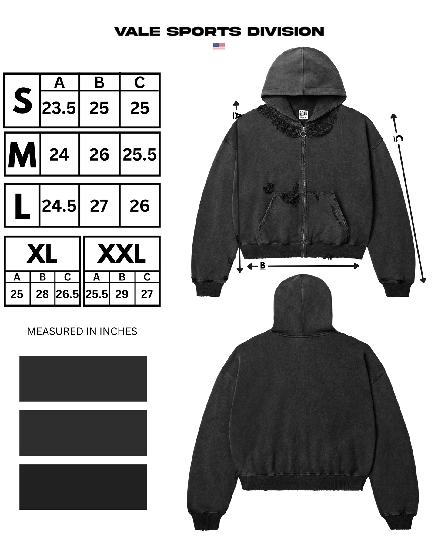 BLACK DESTROYER ZIP UP HOODIE